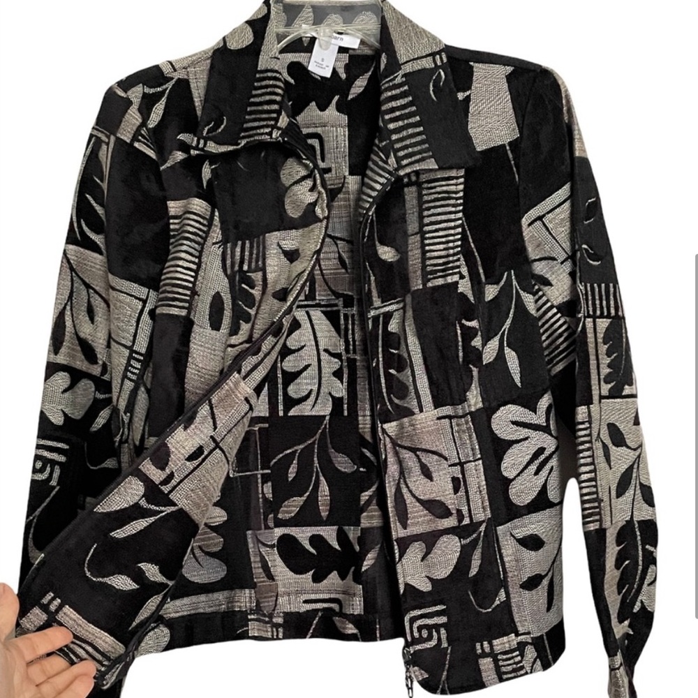 Dress Barn Jacquard Patchwork Zip Front Jacket - image 3